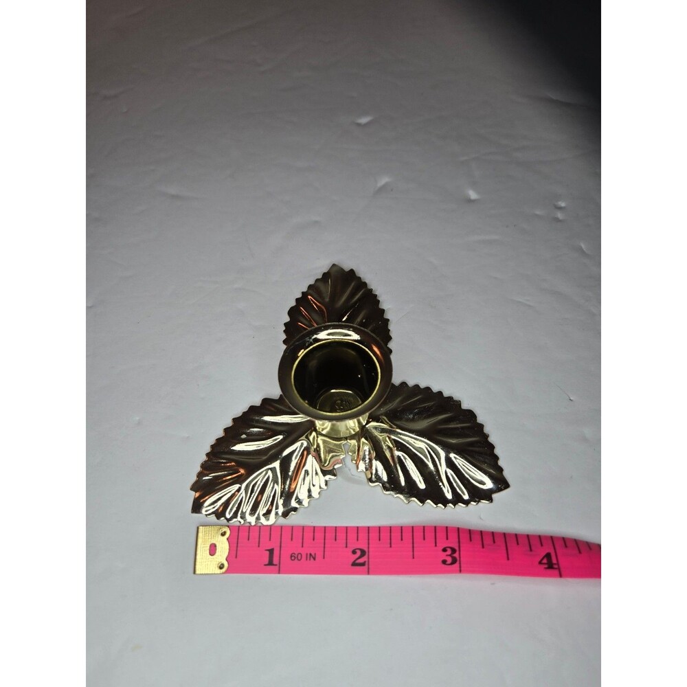 Brass Metal Candle Holder Leaf Design - Picture 8 of 10